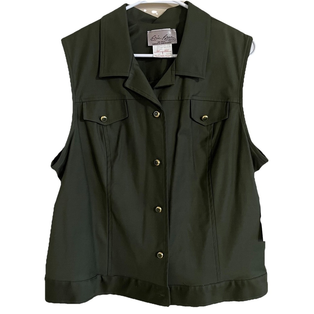 VTG Military Inspired Vest Women's 20 (L) Button Up Green Chic Indie‎ New